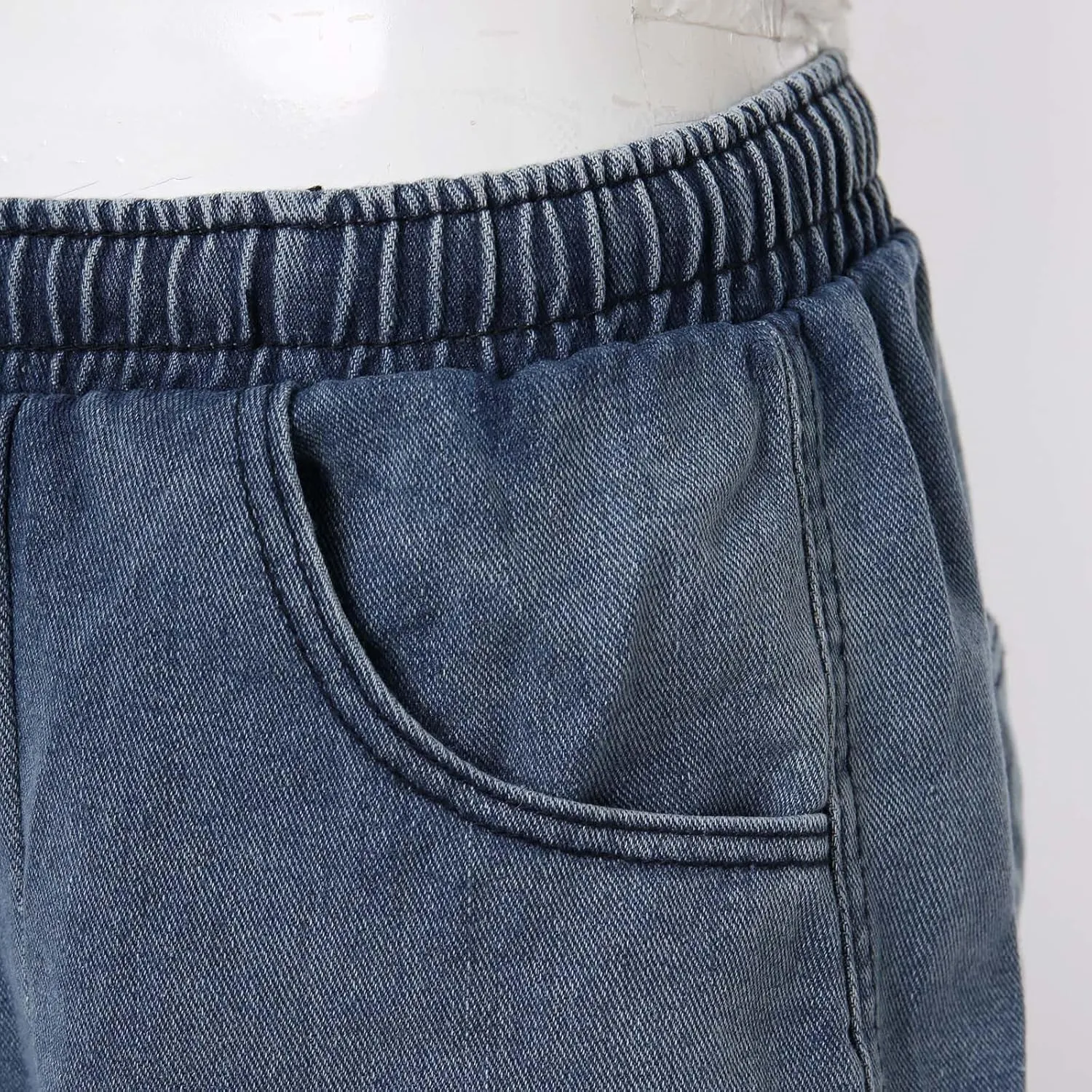 Men Y2K Grunge Baggy Jean Shorts Casual Summer Hip Hop Mid Loose Denim Shorts Streetwear
