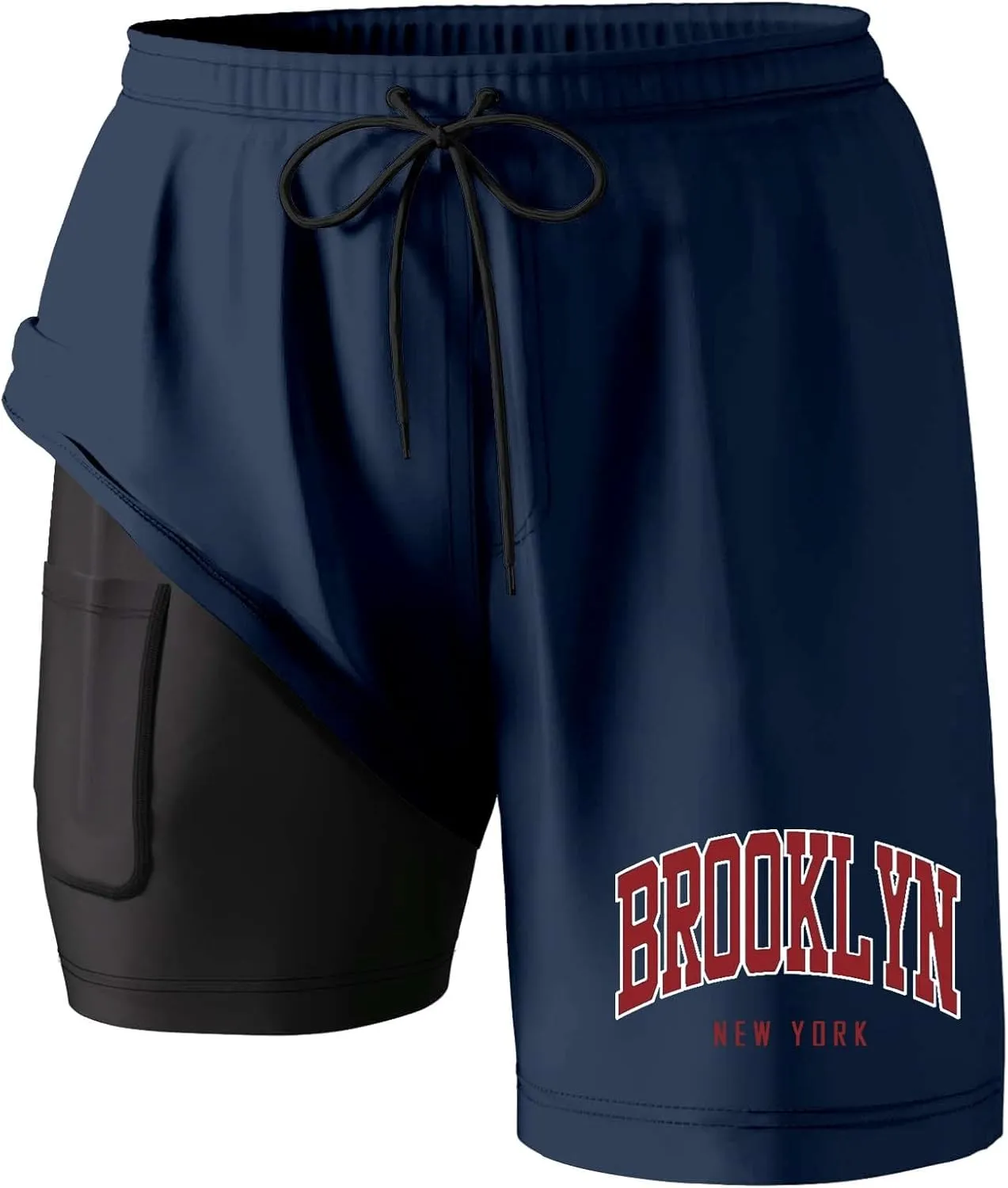 Men's 2 in 1 Running Shorts Quick-Drying Gym Athletic Workout Breathable Comfy Sports Shorts with Compression Liner