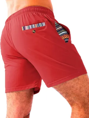 Mens 5-Inch Comfortable Shorts- Quick-Dry Lightweight Gym Running Twill Fitness Track Shorts-Wine Red-L