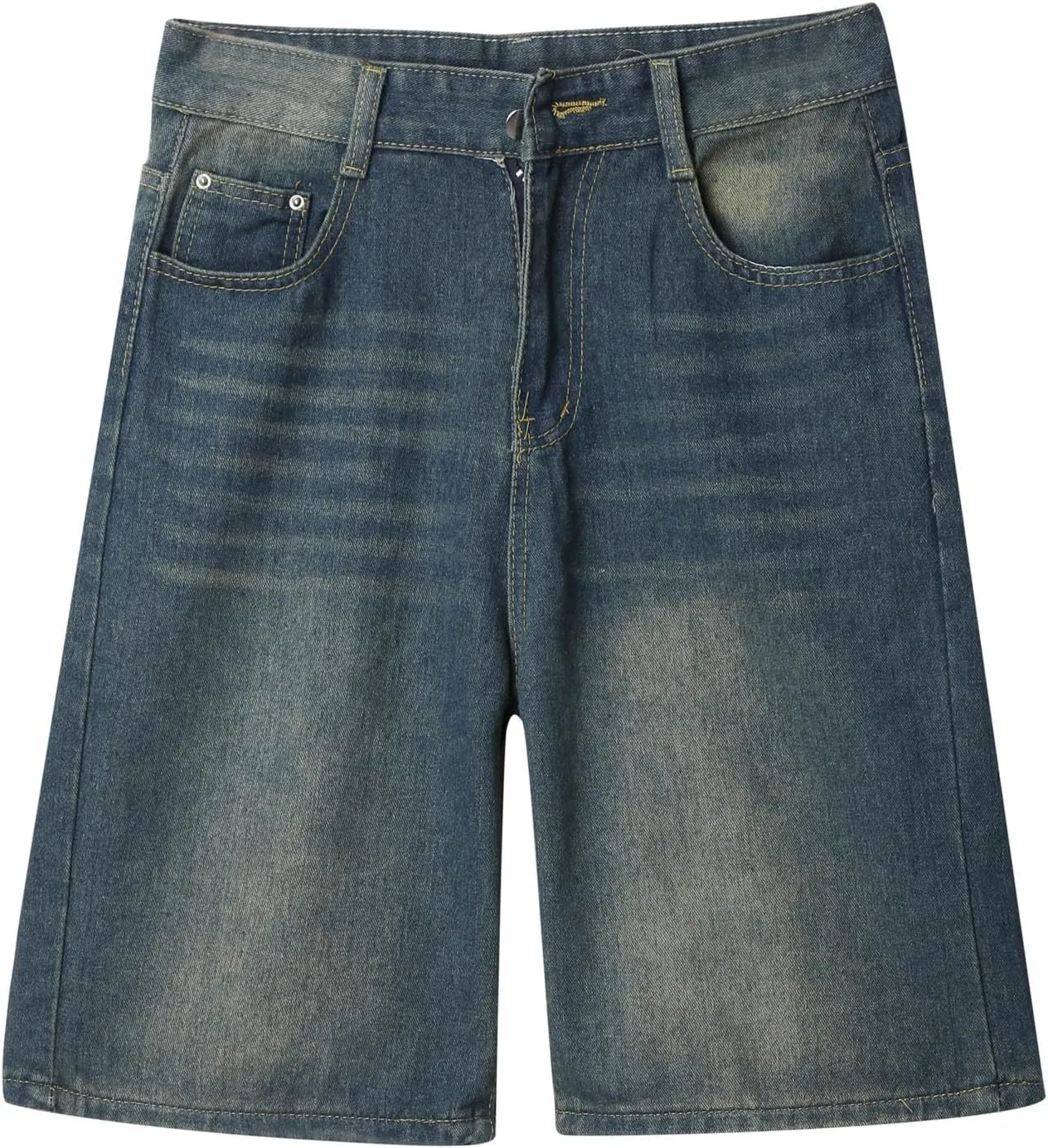 Mens Baggy Denim Jorts Y2K Grunge Loose Fit Hip Hop Jean Shorts Casual Long Jeans Trendy Outfits