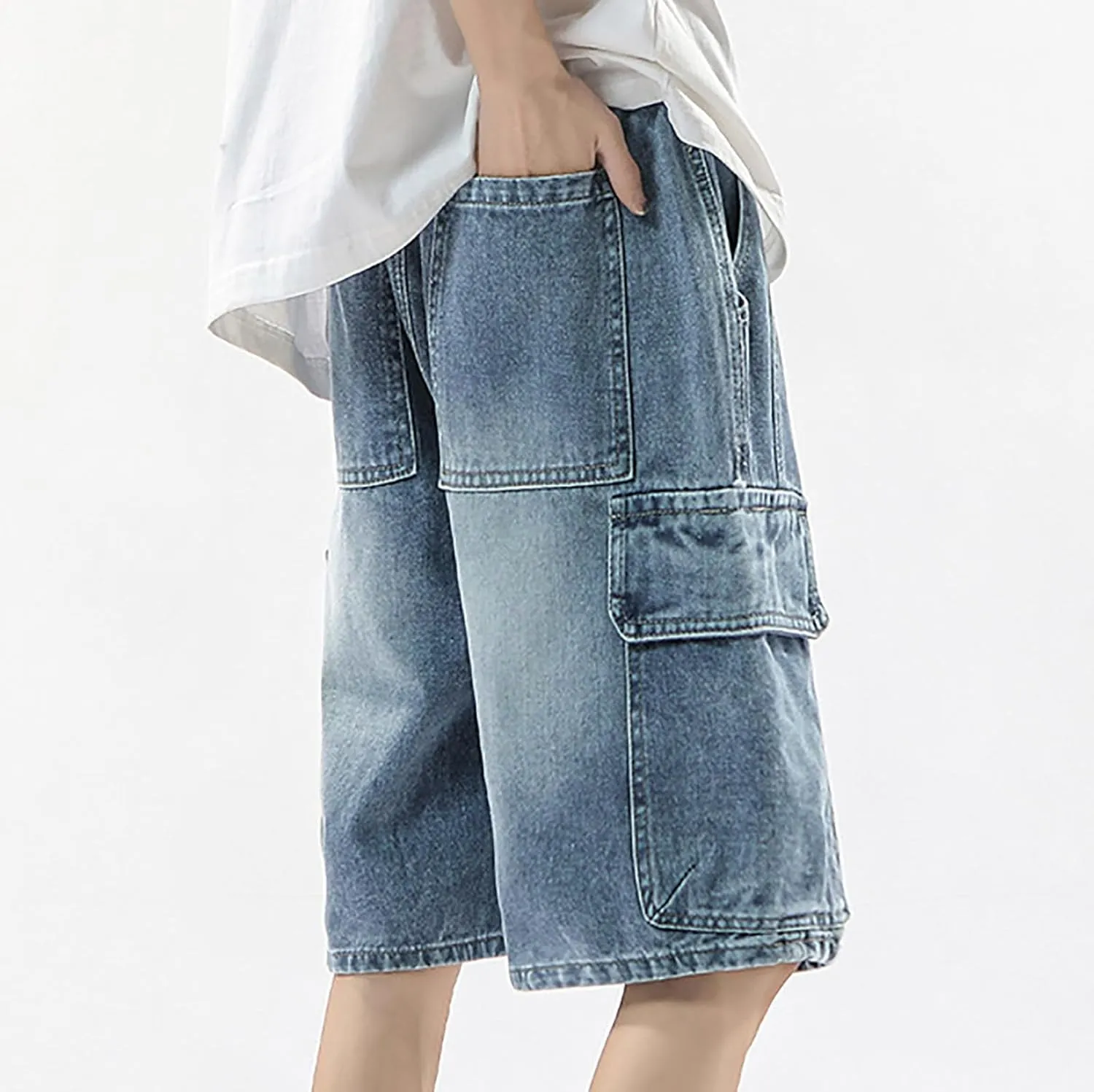 Mens Baggy Denim Jorts Y2K Loose Fit Hip Hop Jean Shorts Casual Mid Jeans Trendy Outfits