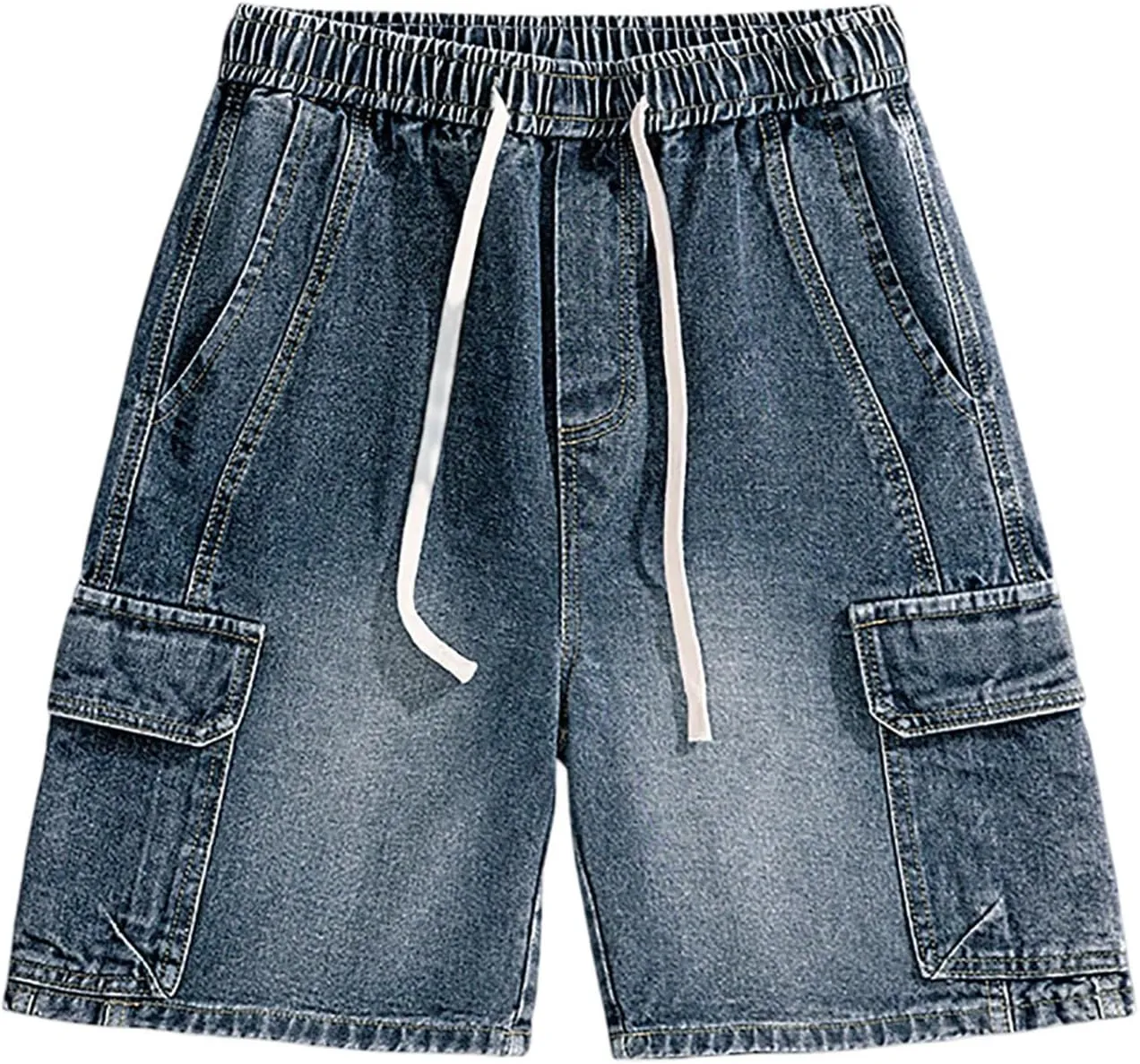 Mens Baggy Jean Shorts Loose Fit Below Knee Denim Shorts Summer Casual Y2K Streetwear Clothes