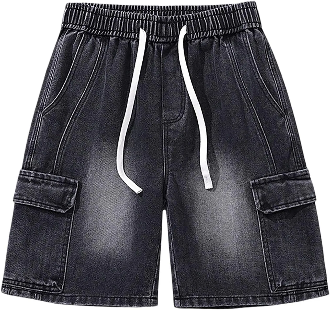 Men's Baggy Jean Shorts Loose Fit Mid Denim Shorts Wide Leg Aesthetic Pants Streetwear