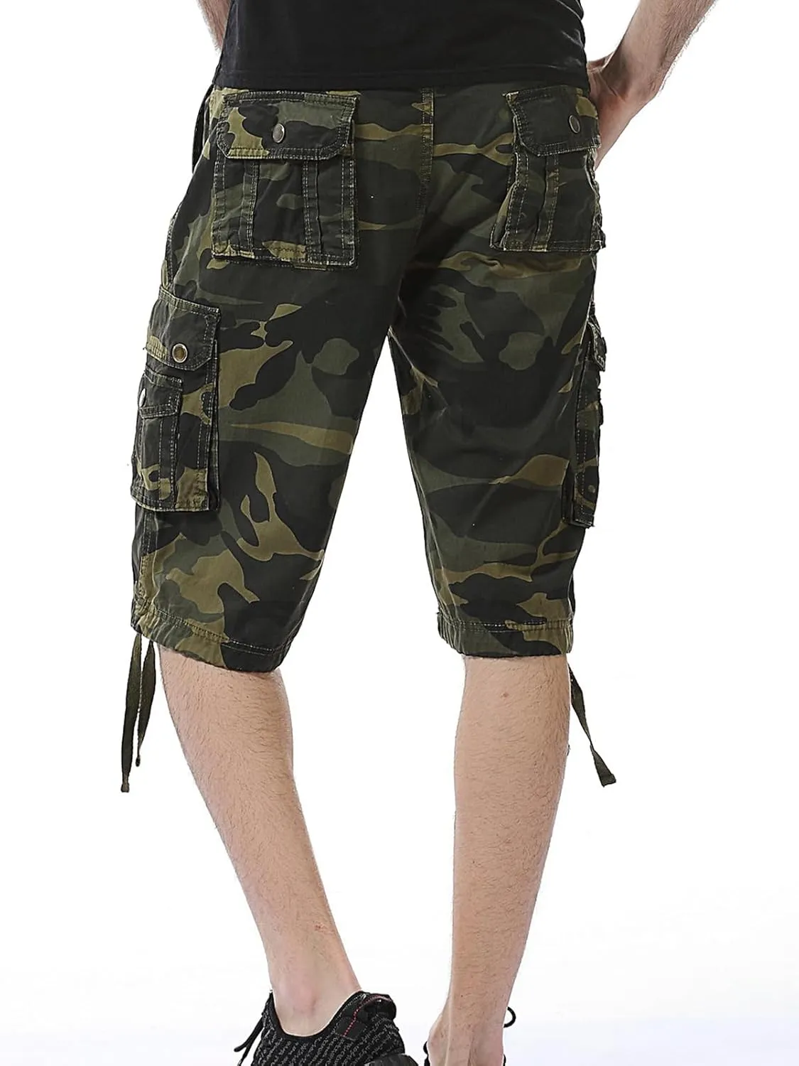 Men's Cargo Shorts Camo Casual Cotton Work Camouflage Short Pants with Multi-Pockets