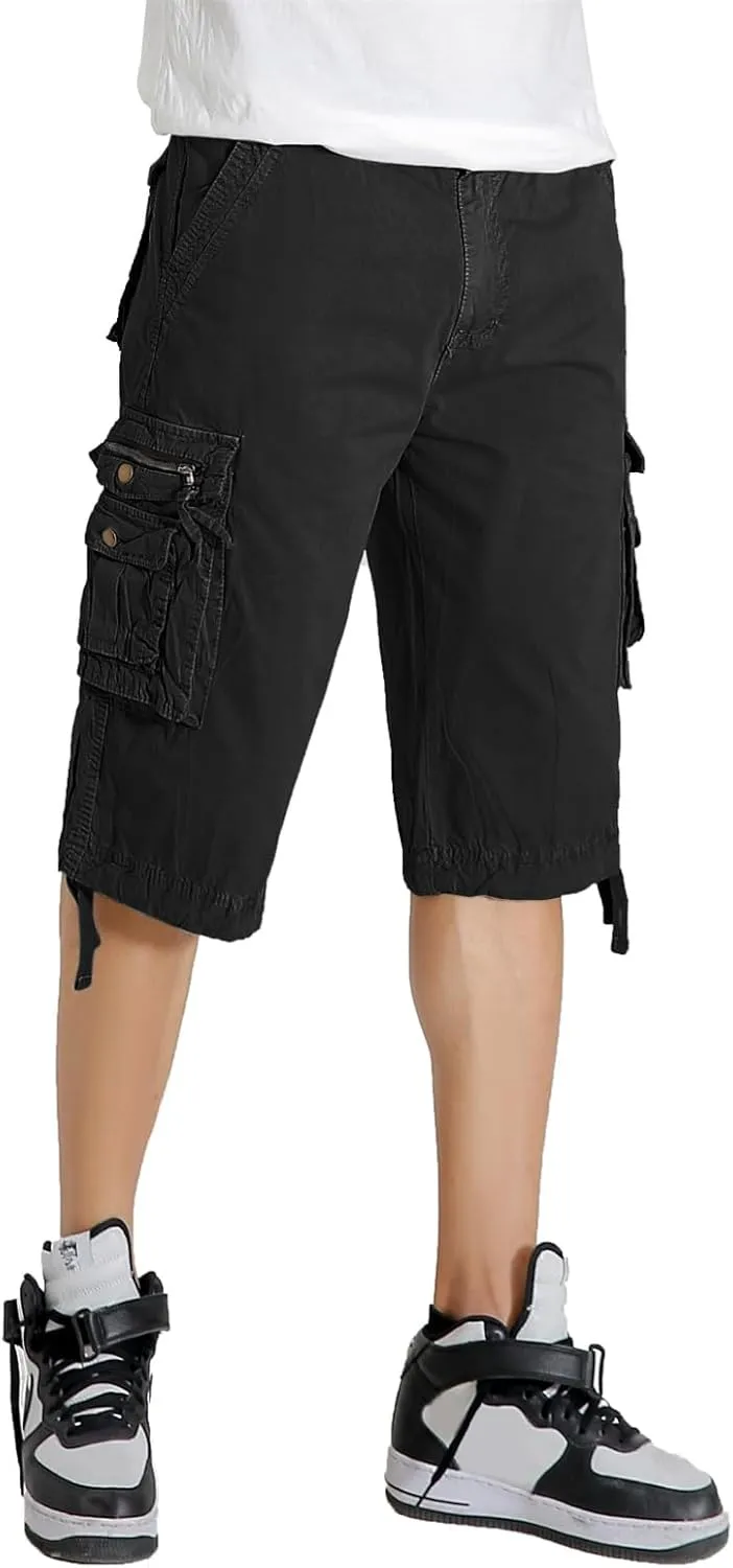 Mens Cargo Shorts Multi Pockets Twill Cotton Relaxed Fit Outdoor Camo Cargo Short for Men