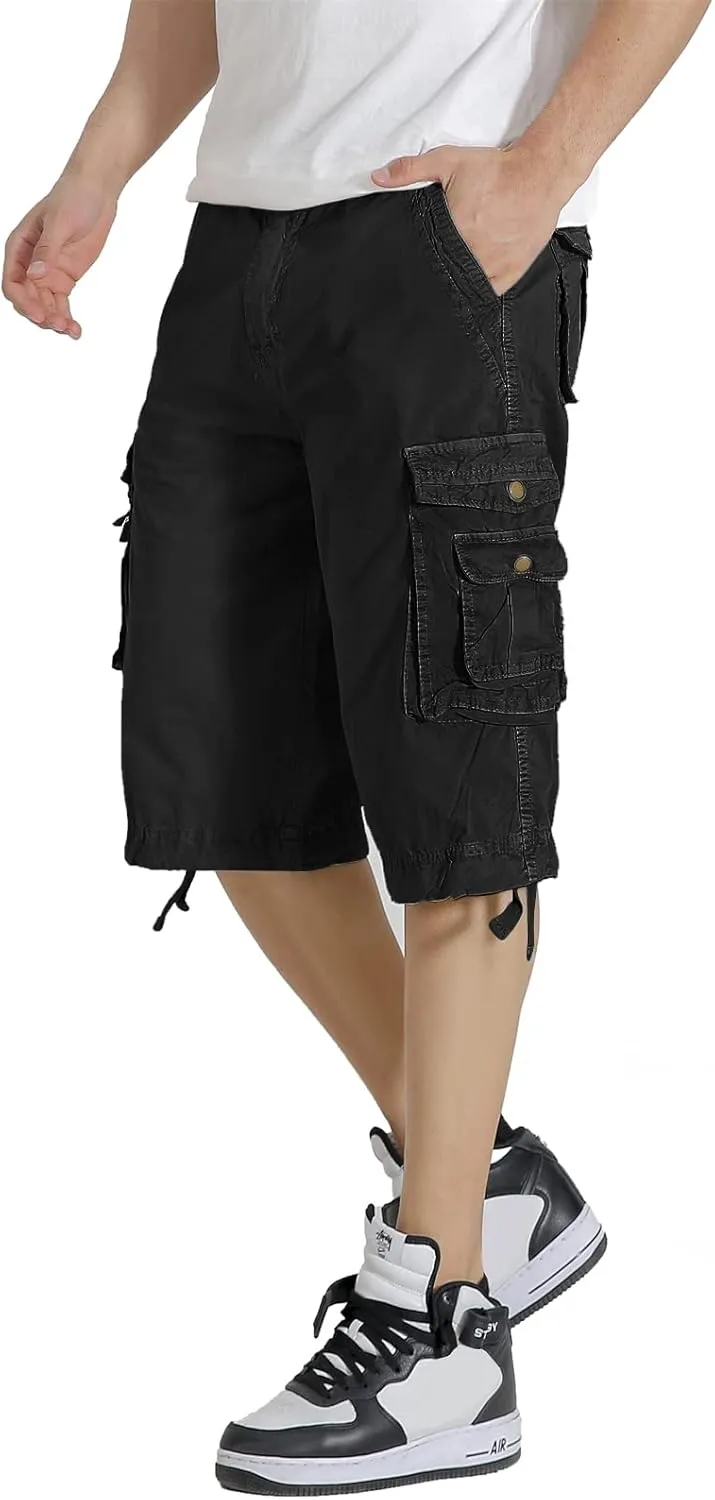 Mens Cargo Shorts Multi Pockets Twill Cotton Relaxed Fit Outdoor Camo Cargo Short for Men