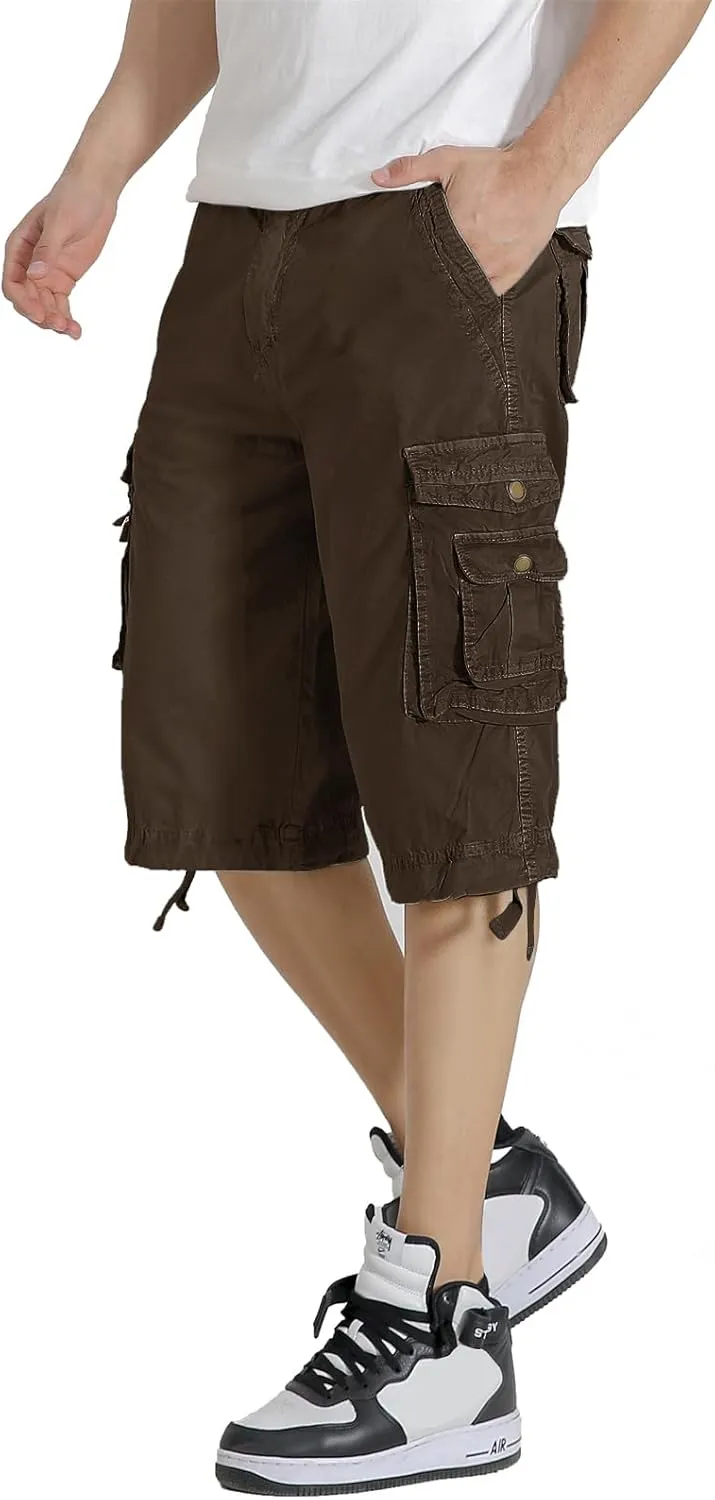 Mens Cargo Shorts Multi Pockets Twill Cotton Relaxed Fit Outdoor Camo Cargo Short for Men