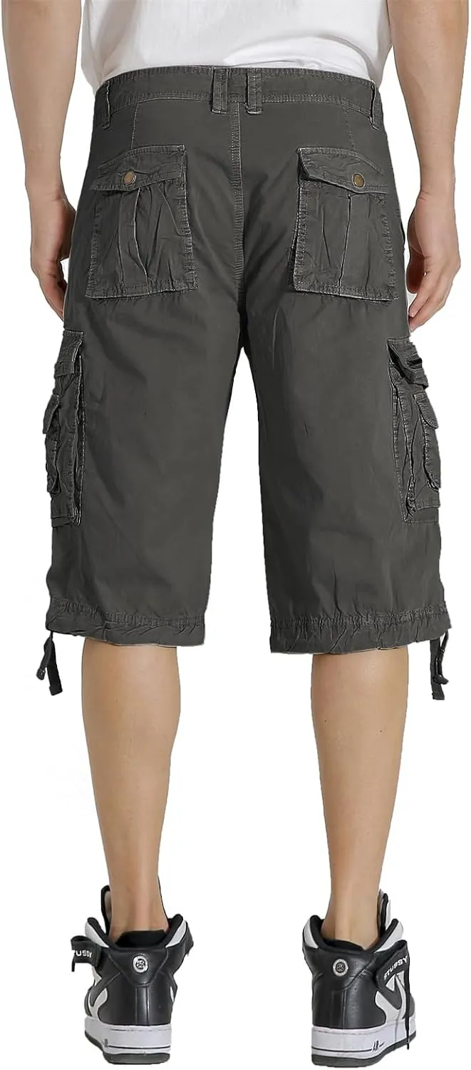 Mens Cargo Shorts Multi Pockets Twill Cotton Relaxed Fit Outdoor Camo Cargo Short for Men