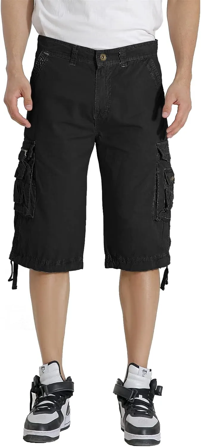 Mens Cargo Shorts Multi Pockets Twill Cotton Relaxed Fit Outdoor Camo Cargo Short for Men