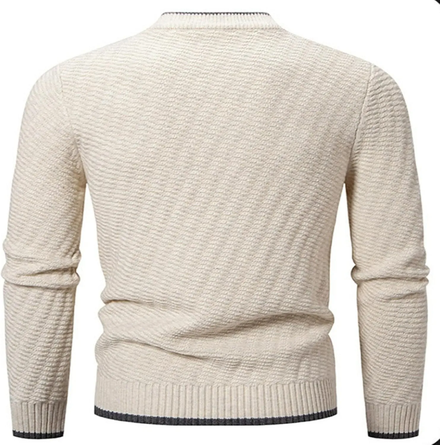 Men's Crewneck Sweater Slim Fit Lightweight Pullover Long Sleeve Solid Color Tops Ribbed Knitted Fall Fashion Sweater