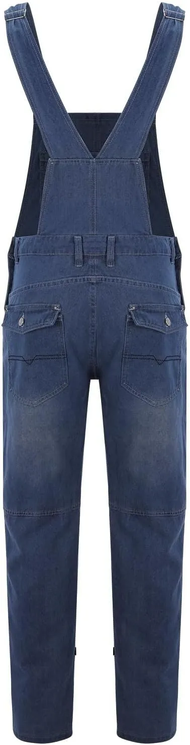 Mens Denim Bib Overalls Relaxed Fit Adjustable Strap Straight Wide Leg Jean Jumpsuits with Pockets Hippie Coveralls