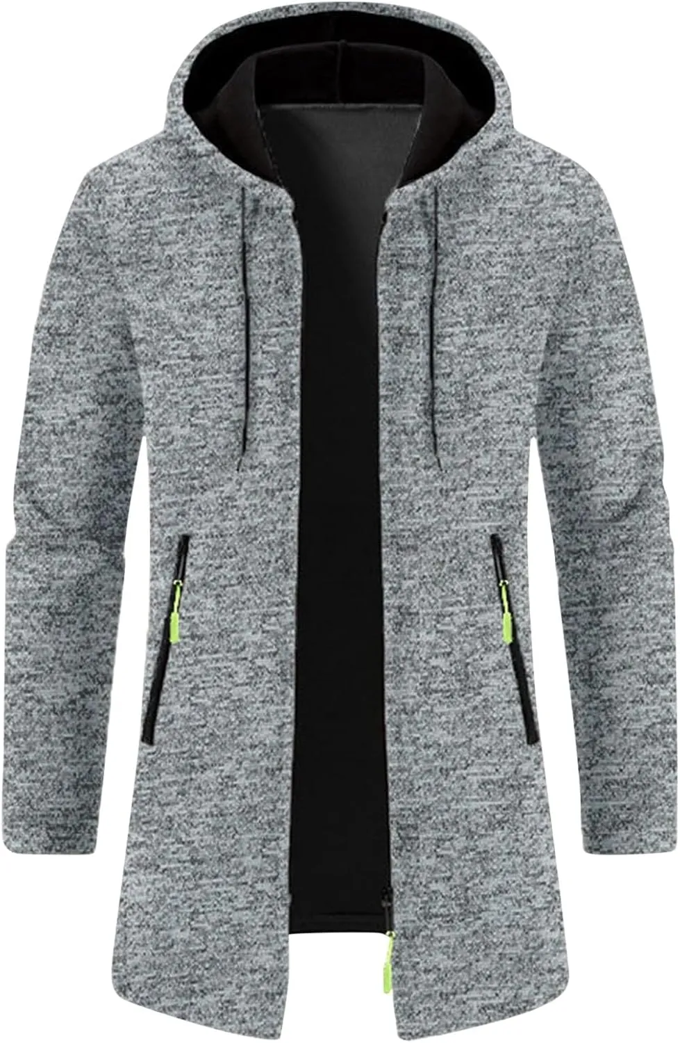 Mens Long Cardigan Jacket Thermal Loose Fit Casual Coat Hooded Drawstring Warm Sweaters Fashion Knitted Jackets