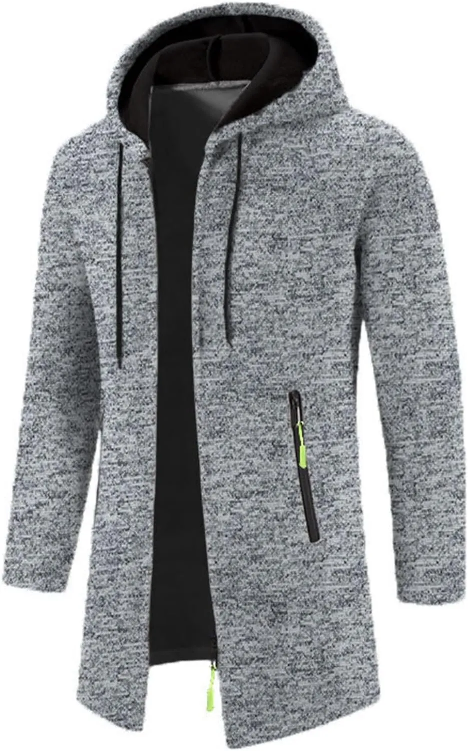 Mens Long Cardigan Jacket Thermal Loose Fit Casual Coat Hooded Drawstring Warm Sweaters Fashion Knitted Jackets