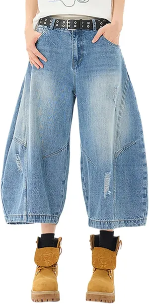 Men's Loose Fit Hip Hop Long Jean Shorts Work Denim Shorts with Pockets Skateboard Trendy Outfits
