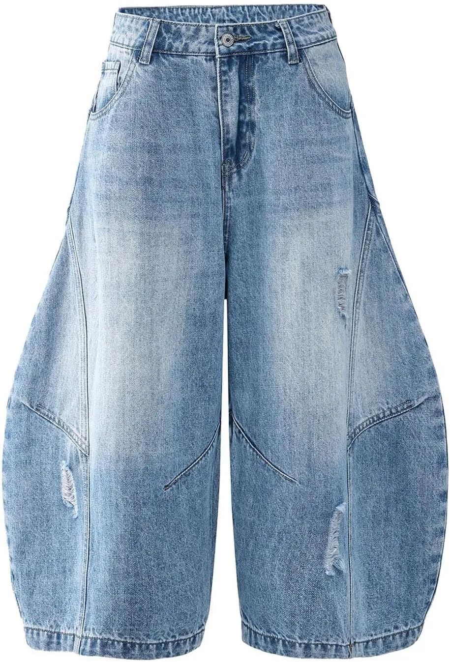 Men's Loose Fit Hip Hop Long Jean Shorts Work Denim Shorts with Pockets Skateboard Trendy Outfits