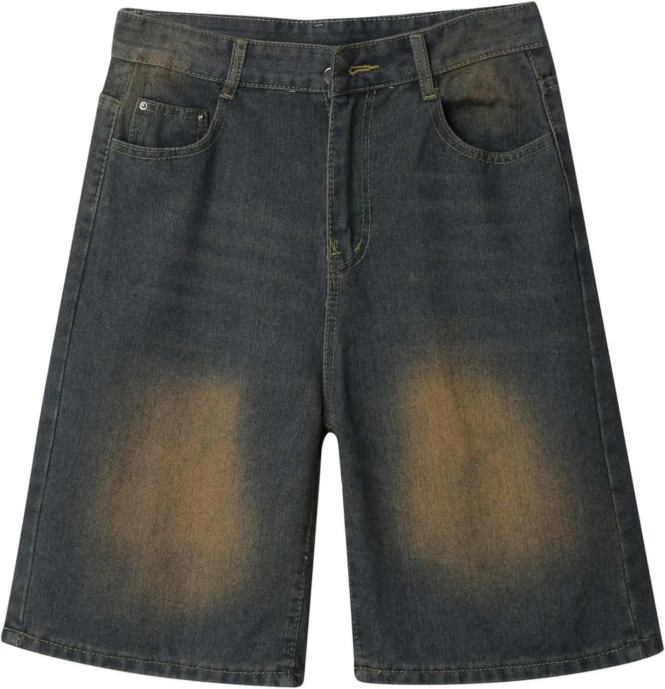 Men's Loose Hip Hop Long Jean Shorts Work Denim Shorts with Pockets Casual Summer Trendy Outfits