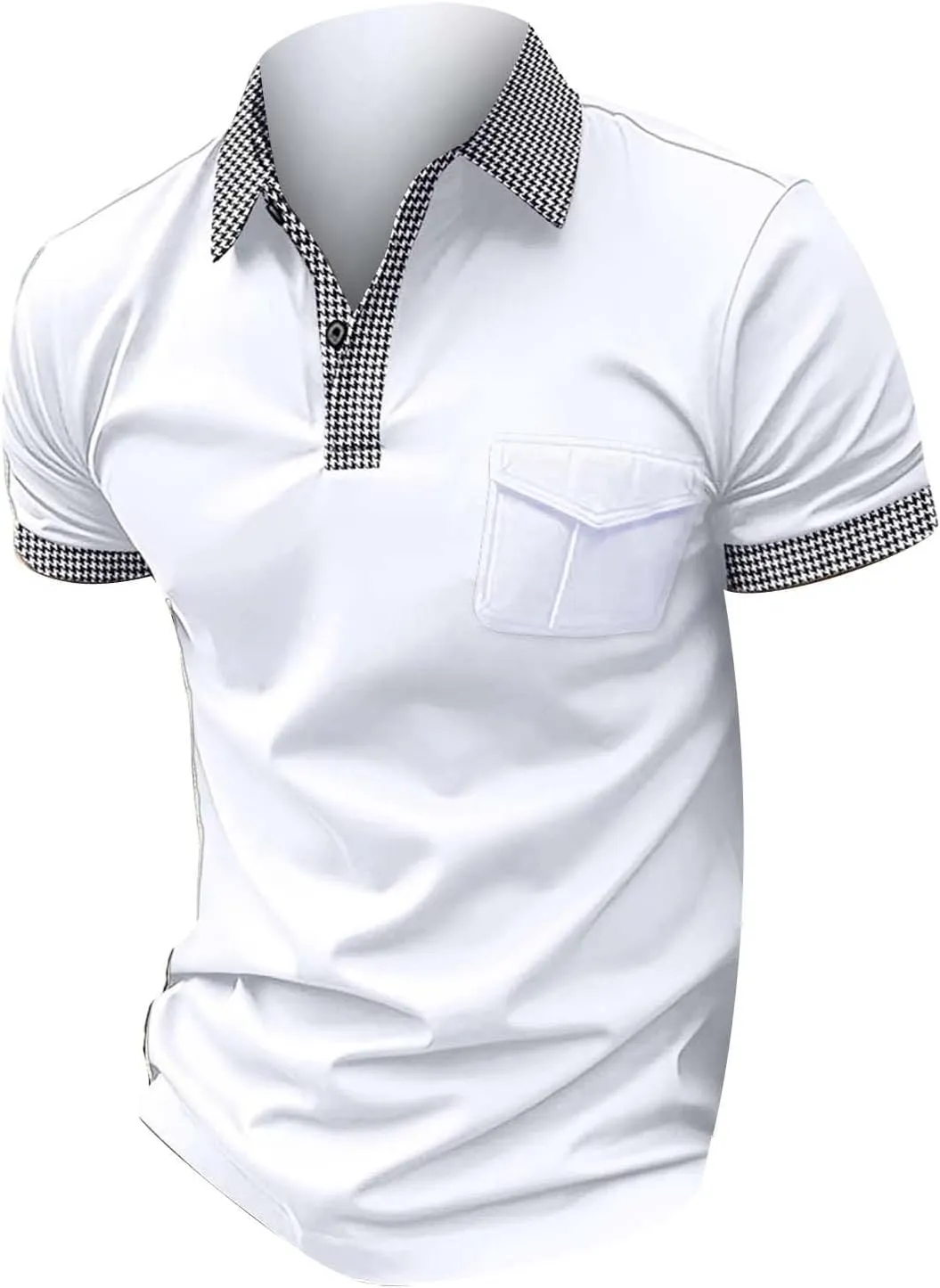 Men's Quarter Button Polo Shirts Casual Knit Short Sleeve Ribbed Polo T Shirt Classic Fit Golf Shirts Activewear Tops