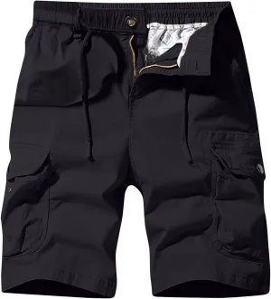 Mens Quick Dry Cargo Shorts Casual Loose Buckle Zipper Sumemr Linen Short with Pockets Classic Fit 5" Inseam Pant