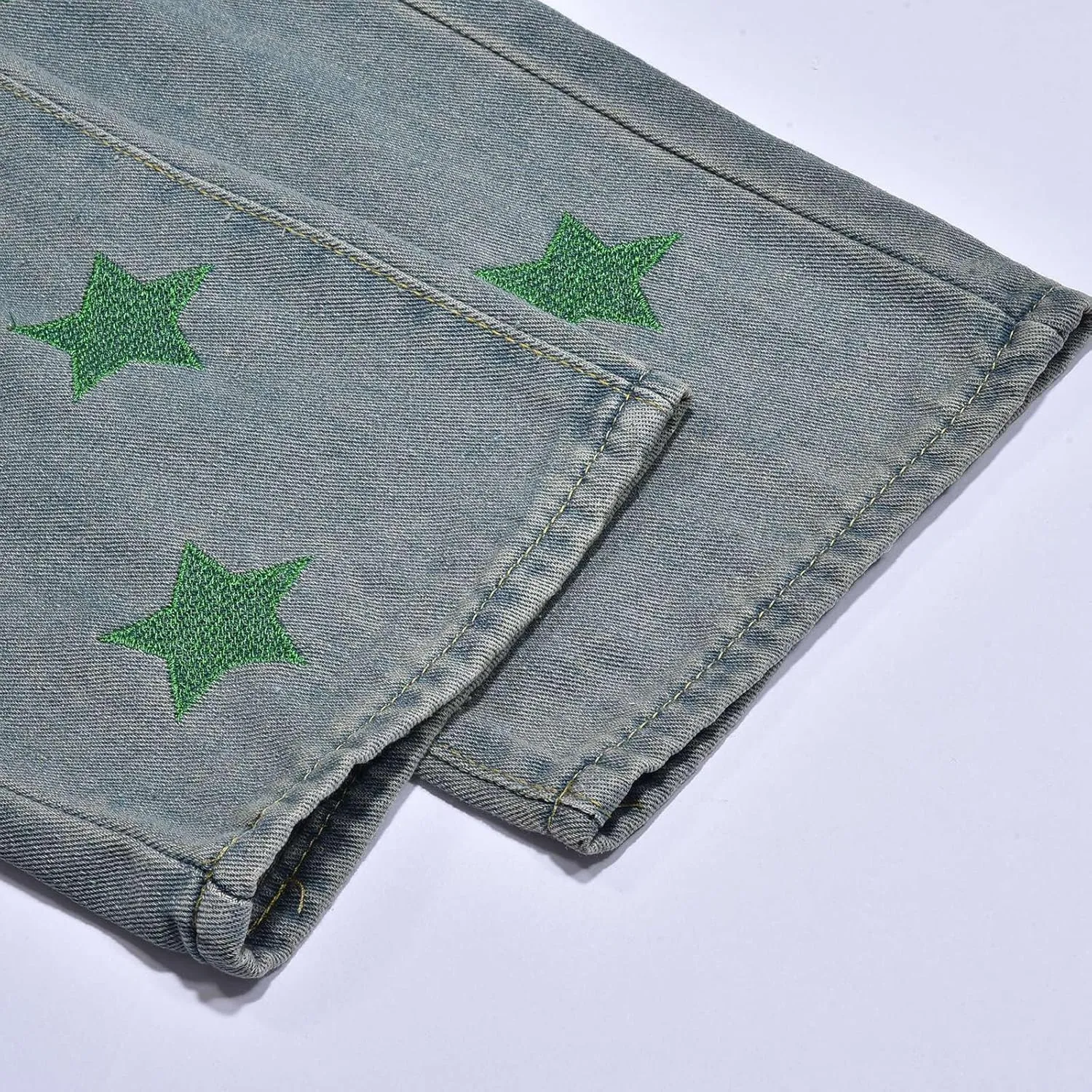 Men's Regular Fit Baggy Hip Hop Star Pants Denim Loose Goth Fashion Streetwear Jeans for Man Mend Jeans Straight Fit