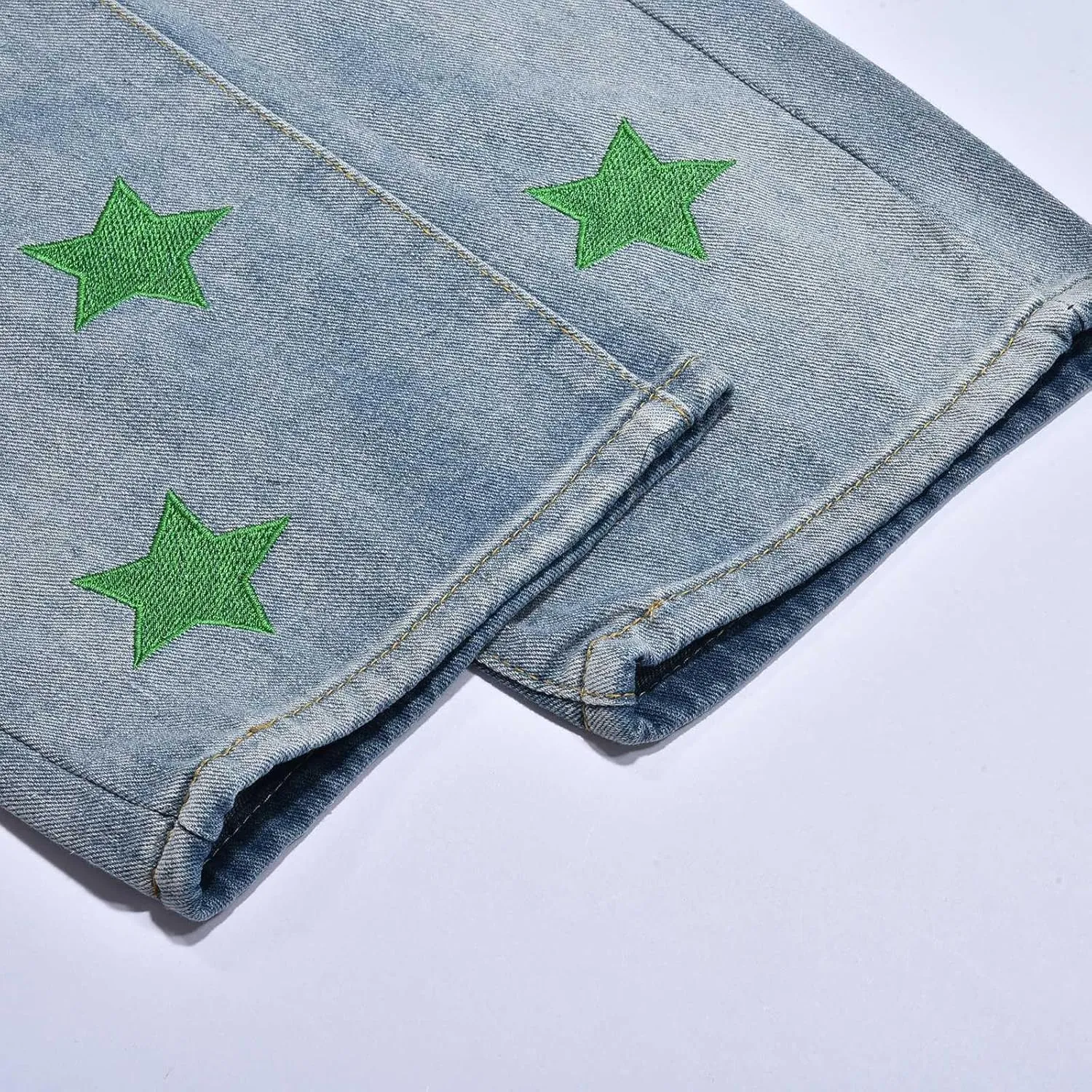 Men's Regular Fit Baggy Hip Hop Star Pants Denim Loose Goth Fashion Streetwear Jeans for Man Mend Jeans Straight Fit