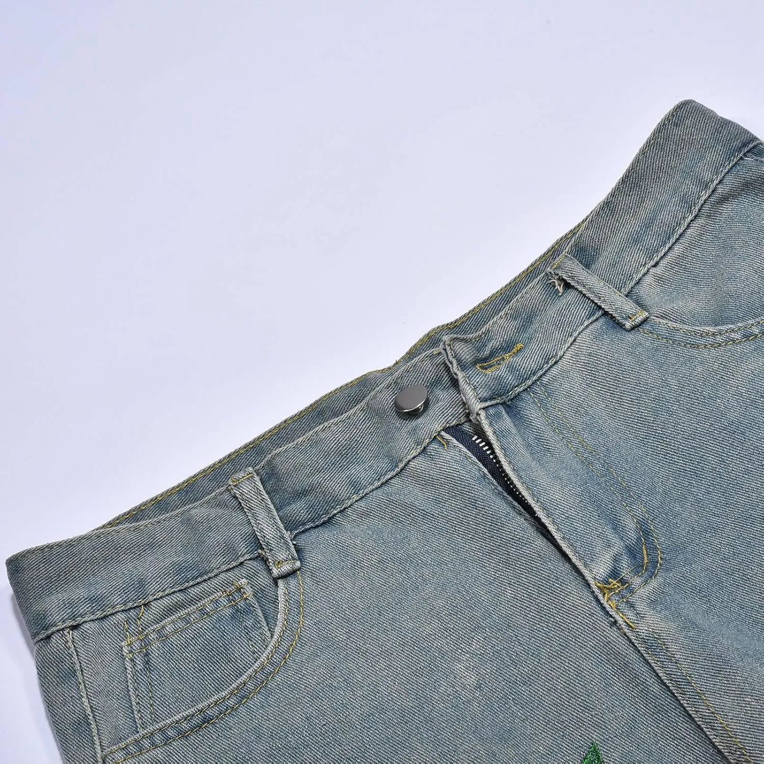 Men's Regular Fit Baggy Hip Hop Star Pants Denim Loose Goth Fashion Streetwear Jeans for Man Mend Jeans Straight Fit