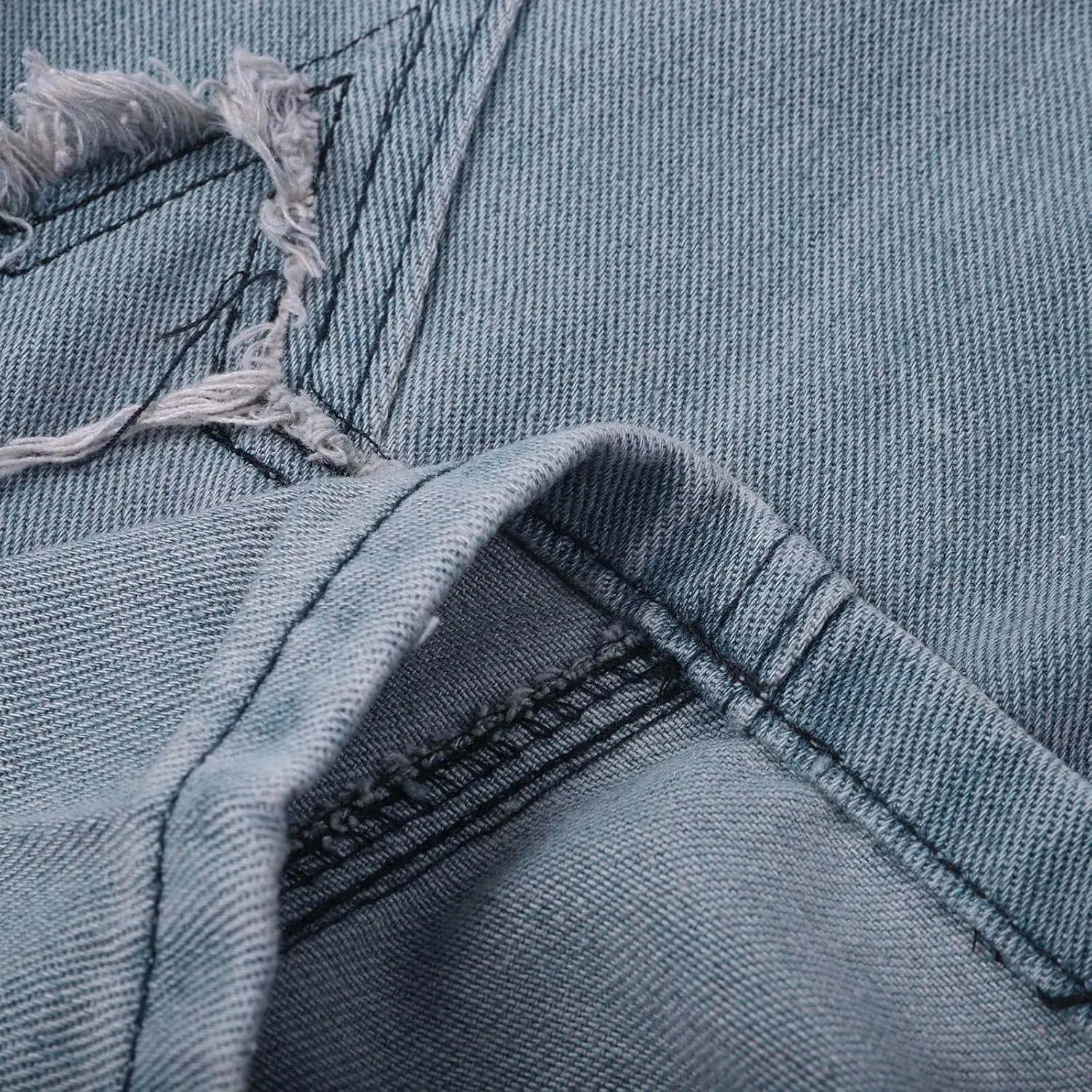 Men's Regular Fit Jeans Fit Ripped Trousers Slim Straight Men's Pants Washed Old Loose Fashion Casual Jeans Men Blue