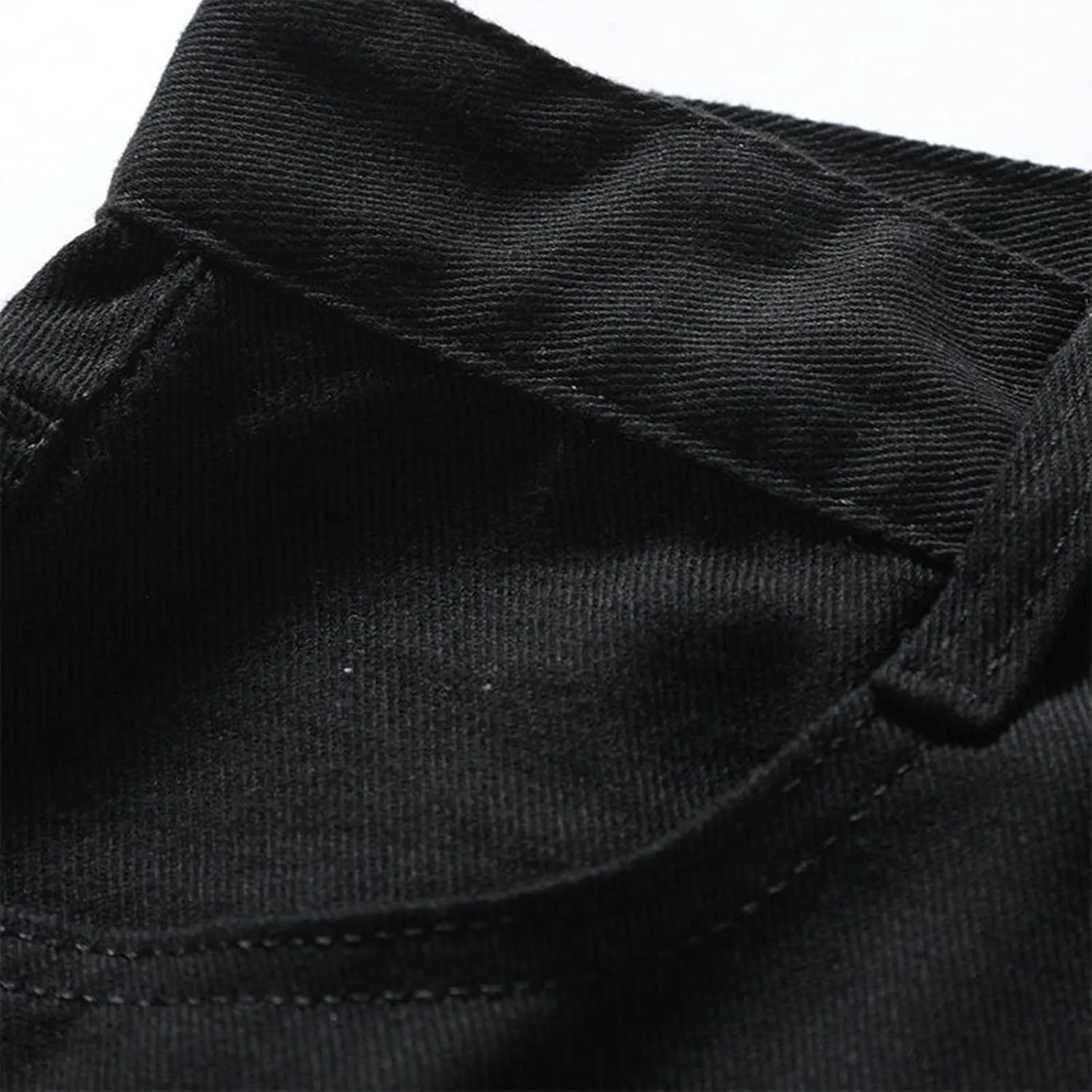 Men's Regular Fit Straight Hole Buckle Zipper Denim Long Pants Trousers Pants Men Jean Relaxed Jeans Men Denim