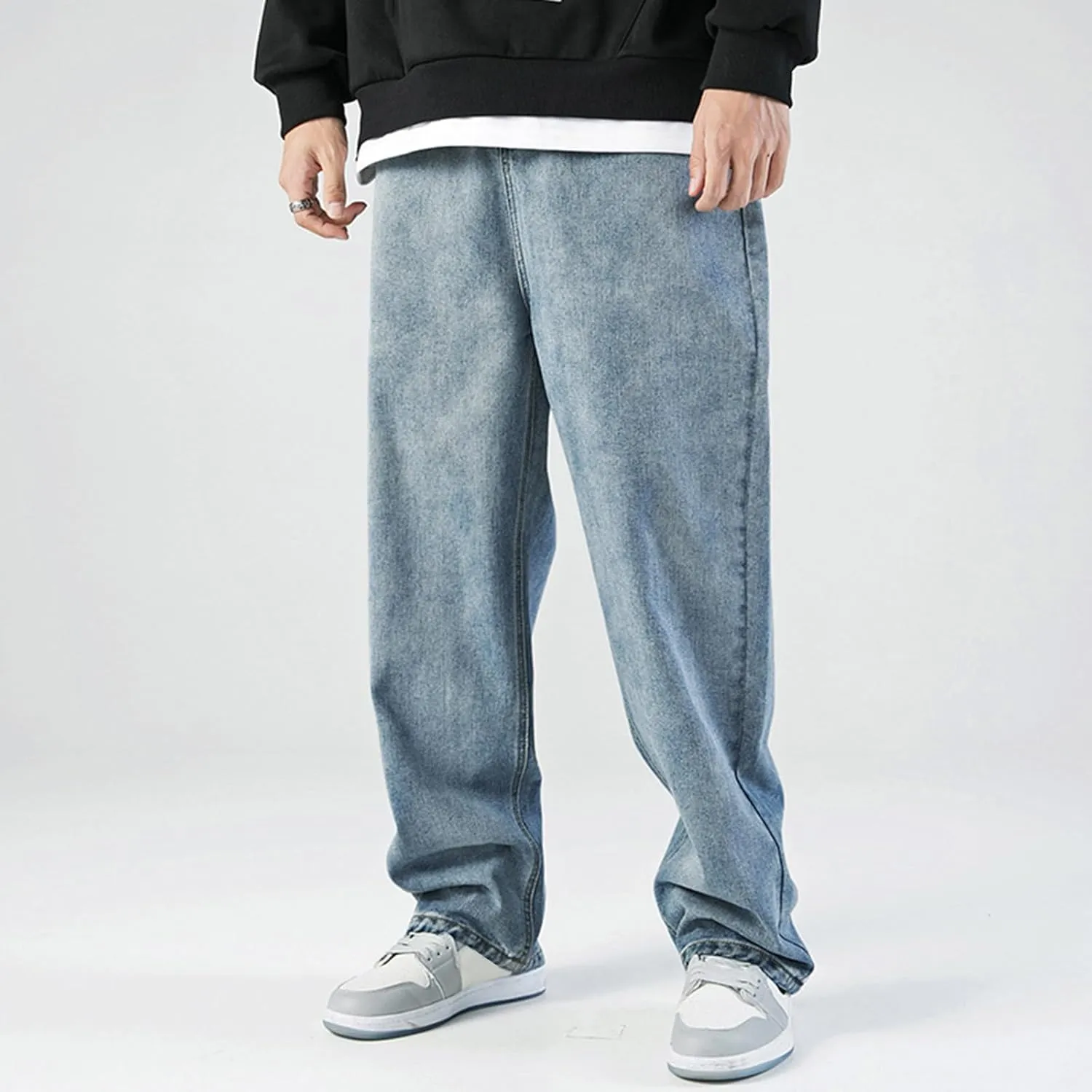 Men's Relaxed Fit Jeans Stretch Casual Straight Leg Jeans Y2k Fashion Streetwear Harajuku Denim Pant Trousers for Men