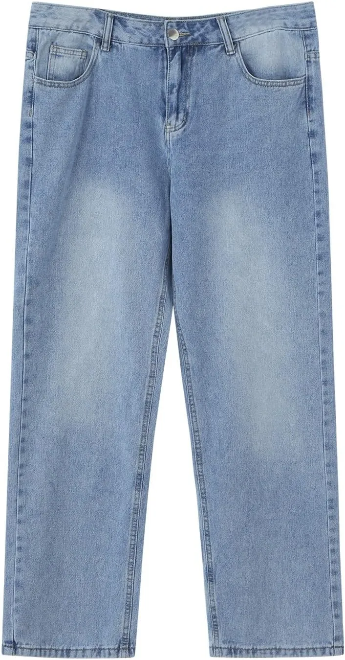 Men's Relaxed Fit Jeans Y2k Hip Hop Denim Pants Casual Straight Leg Vintage Streetwear Harajuku Jeans Trousers