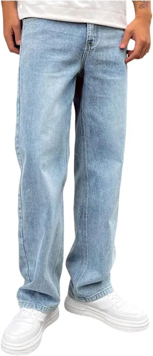 Men's Relaxed Fit Jeans Y2k Hip Hop Denim Pants Casual Straight Leg Vintage Streetwear Harajuku Jeans Trousers