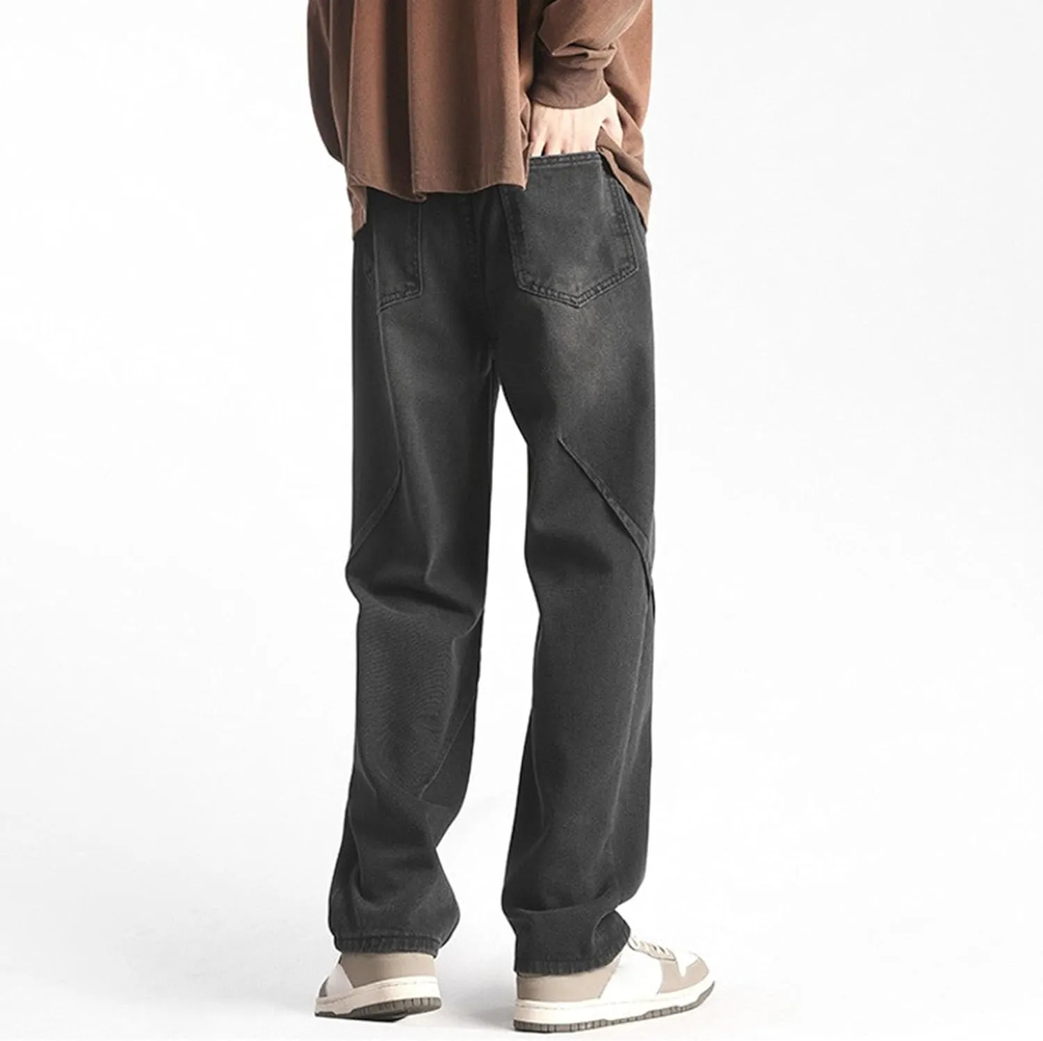 Men's Straight Leg Relaxed Fit Jeans Retro Wide Leg Denim Pants Baggy Vintage Hip Hop Streetwear Jean Trousers