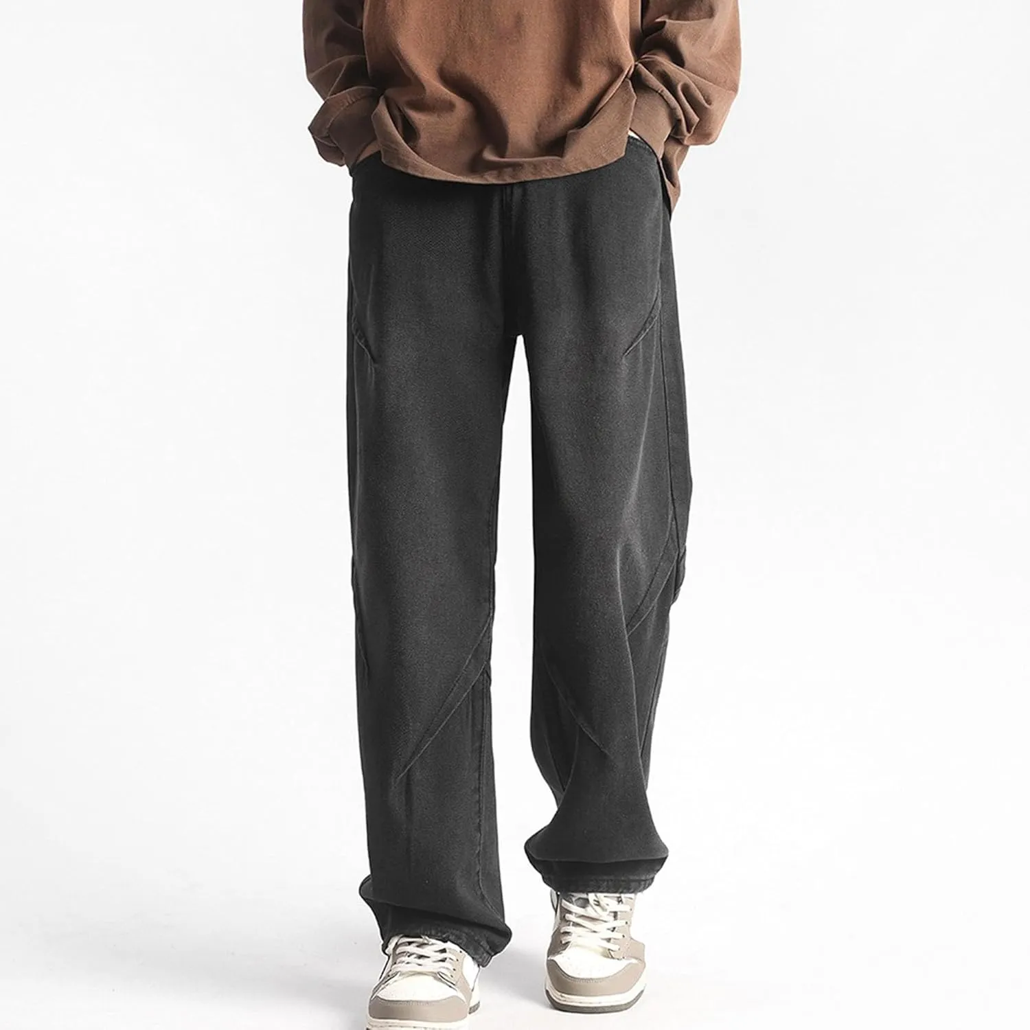 Men's Straight Leg Relaxed Fit Jeans Retro Wide Leg Denim Pants Baggy Vintage Hip Hop Streetwear Jean Trousers