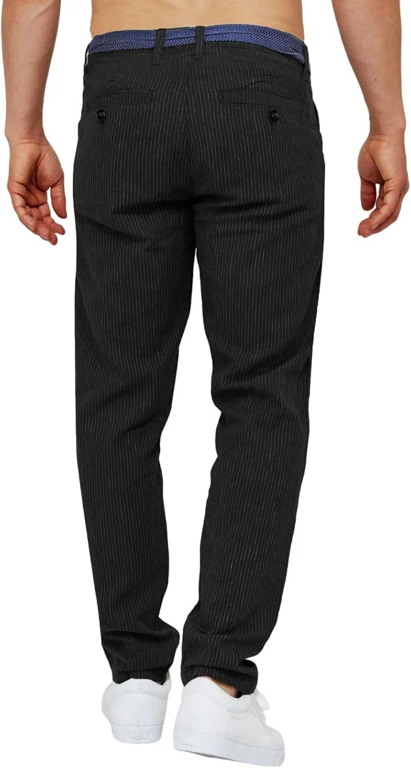 Men's Stripe Print Pants Classic Corduroy Baggy Pants Casual Elastic Waist Drawstring Trousers Business Golf Yoga Pants