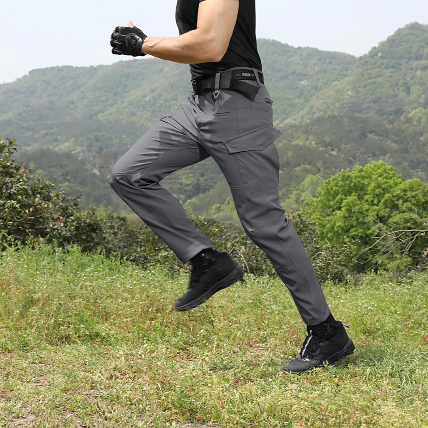 Men's Tactical Cargo Pants Water Resistant Lightweight Hiking Sweatpants Outdoor Work Pants with Pockets