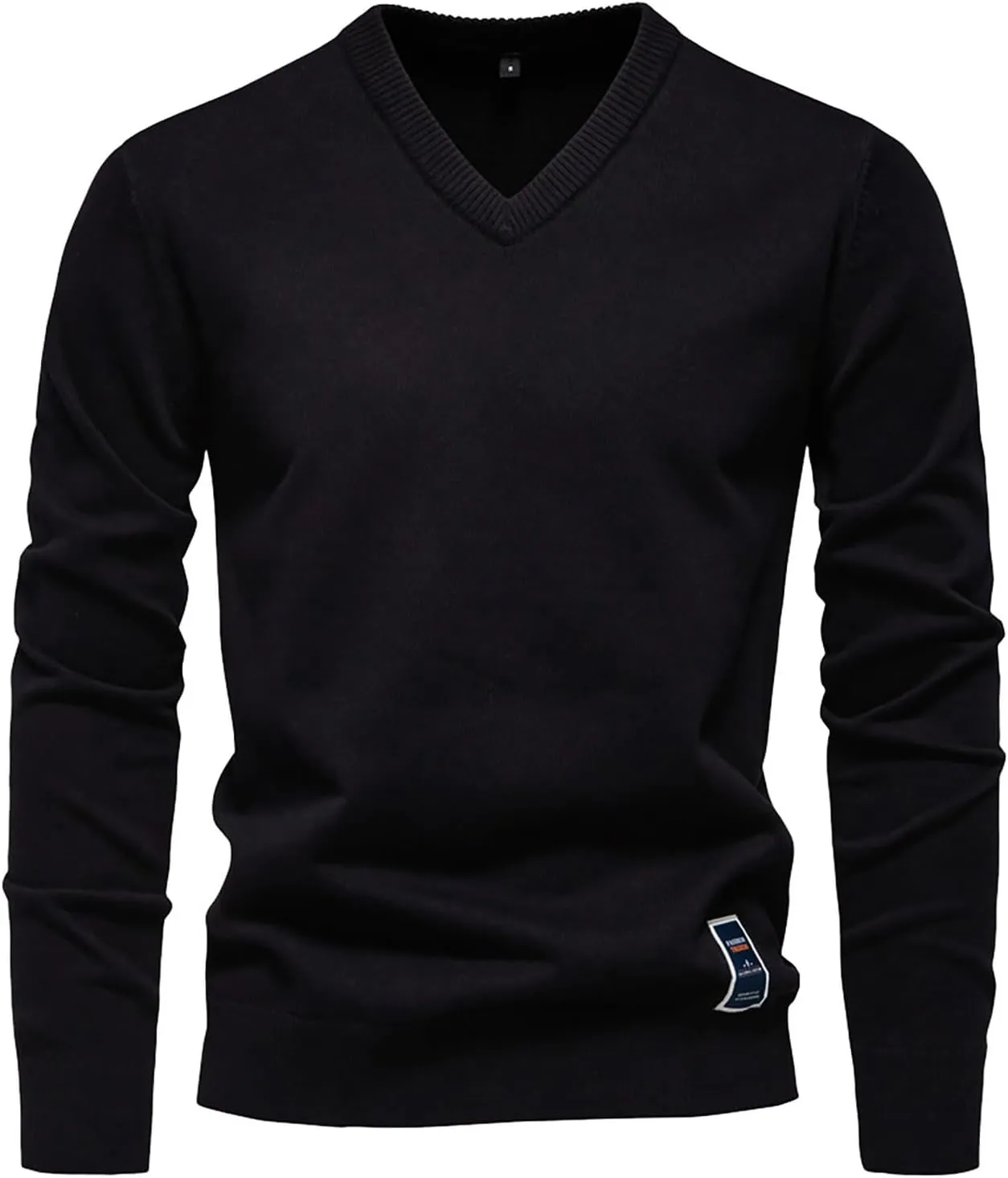 Men's V-Neck Dress Sweater Long Sleeve Slim Fit Fashion Pullover Solid Color Lightweight Casual Wool Ribbed Knit Tops