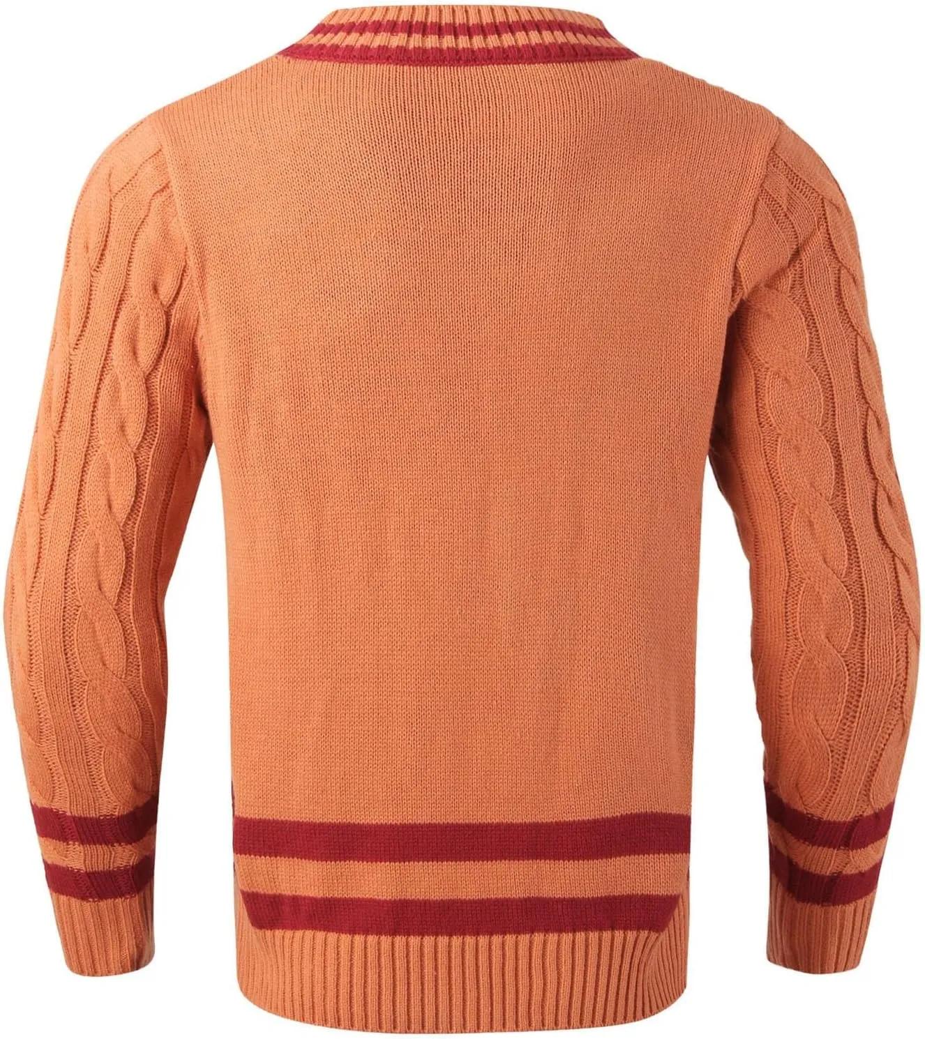 Men's V Neck Sweater Long Sleeve Striped Pullover Twist Textured Ribbed Tops Knitted Casual Loose Oversize Sweater