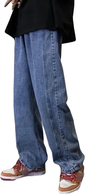 Men's Vintage Loose Patchwork Jeans Hip Hop Baggy Skateboard Denim Pants Straight Retro Streetwear Jean Trousers