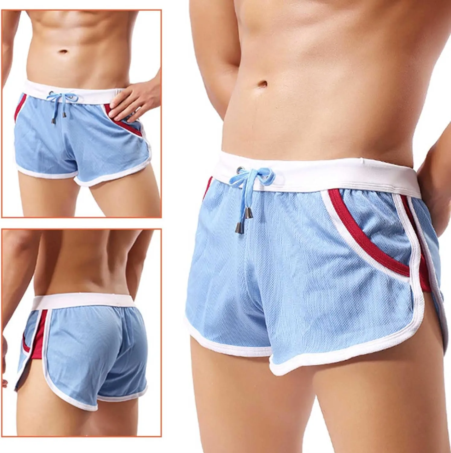 Mens Workout Shorts Big Tall Drawstring Elastic Waist Gym Running Athletic Shorts Lightweight Quick Dry Track Shorts