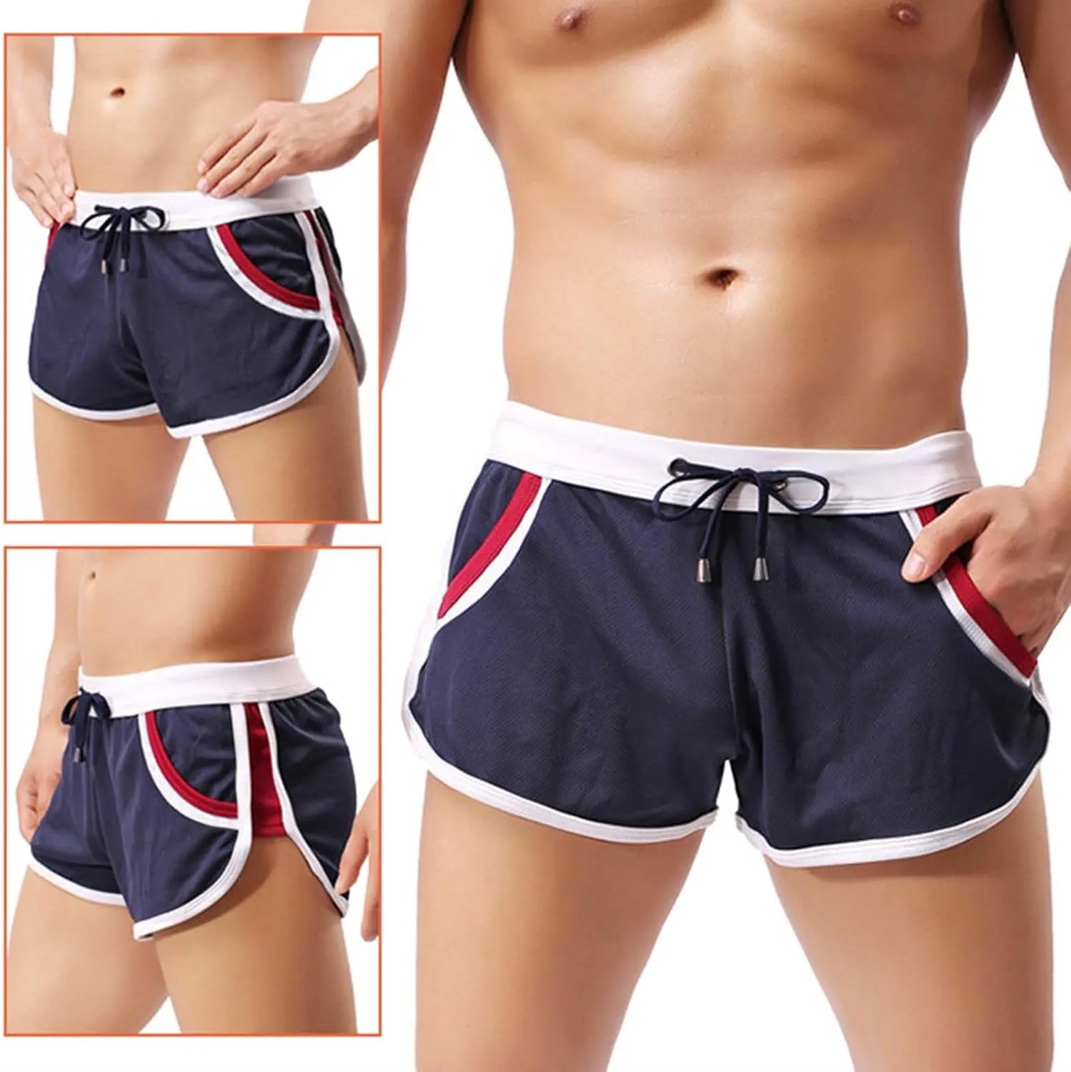 Mens Workout Shorts Big Tall Drawstring Elastic Waist Gym Running Athletic Shorts Lightweight Quick Dry Track Shorts