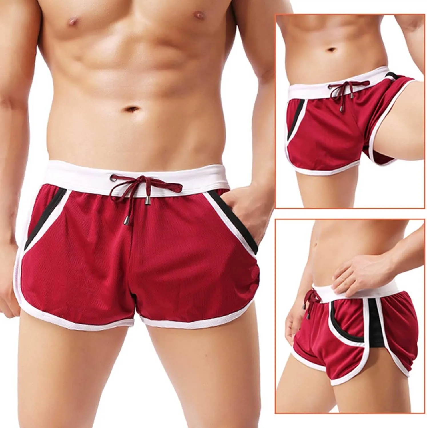 Mens Workout Shorts Big Tall Drawstring Elastic Waist Gym Running Athletic Shorts Lightweight Quick Dry Track Shorts