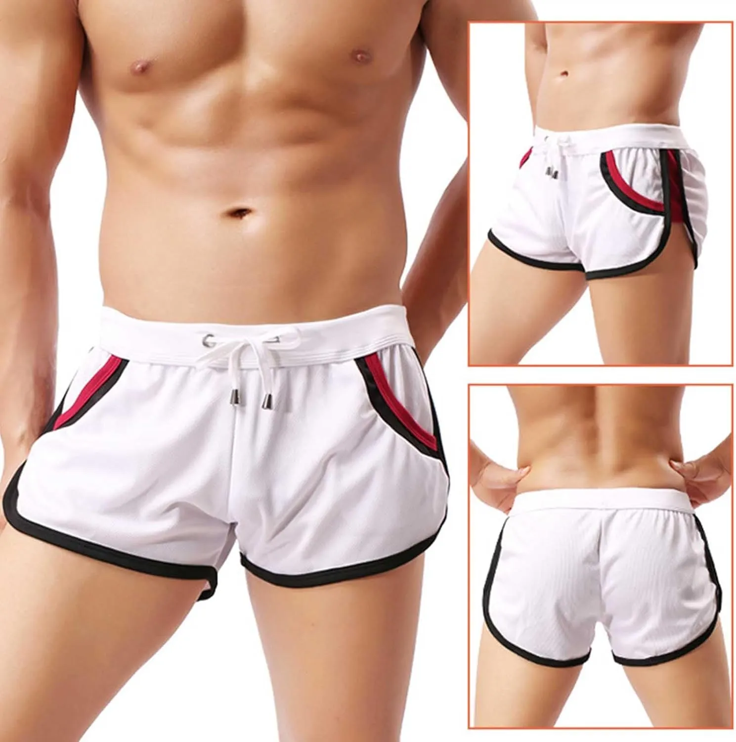 Mens Workout Shorts Big Tall Drawstring Elastic Waist Gym Running Athletic Shorts Lightweight Quick Dry Track Shorts