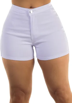 Moda Xpress Women's Hyper Stretch High Waisted Butt Lifting Casual Solid Colored Shorts