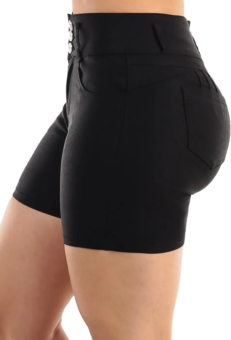 Moda Xpress Women's Hyper Stretch High Waisted Butt Lifting Casual Solid Colored Shorts