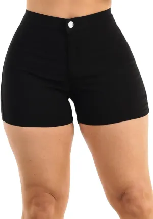 Moda Xpress Women's Hyper Stretch High Waisted Butt Lifting Casual Solid Colored Shorts