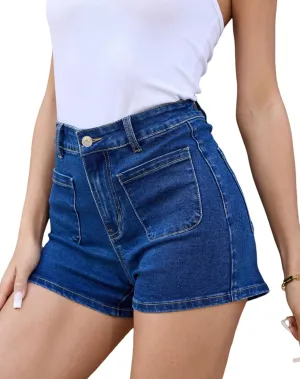 MONTVOO Womens Jean Shorts Trendy Hight Waisted Stretchy Denim Short with Pockets Summer Mom Shorts