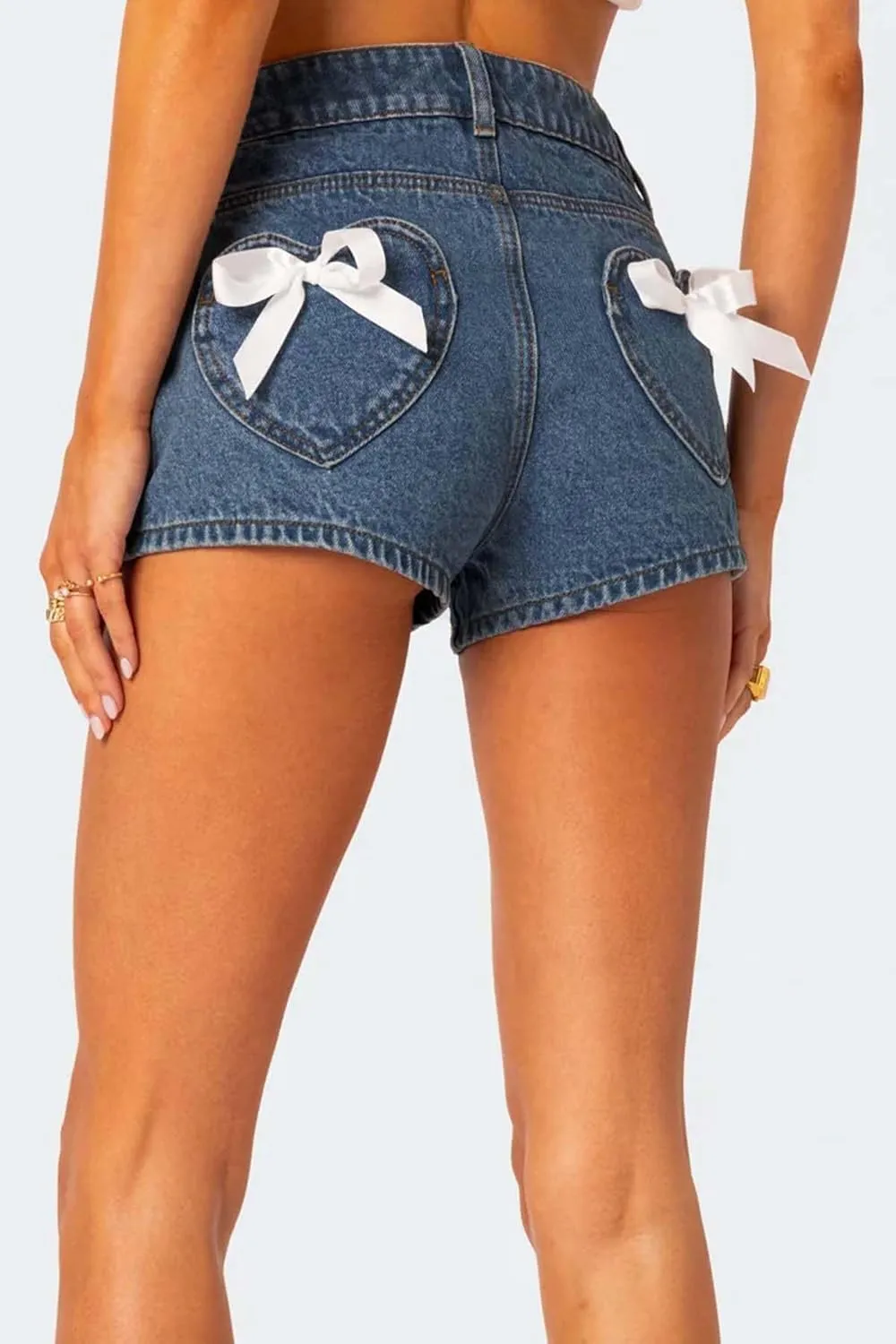 Mxiqqpltky Star Patchwork Denim Shorts Women Mid Waist Bodycon Raw Hem Grunge Harajuku Stretchy Jean Shorts Y2k Streetwear