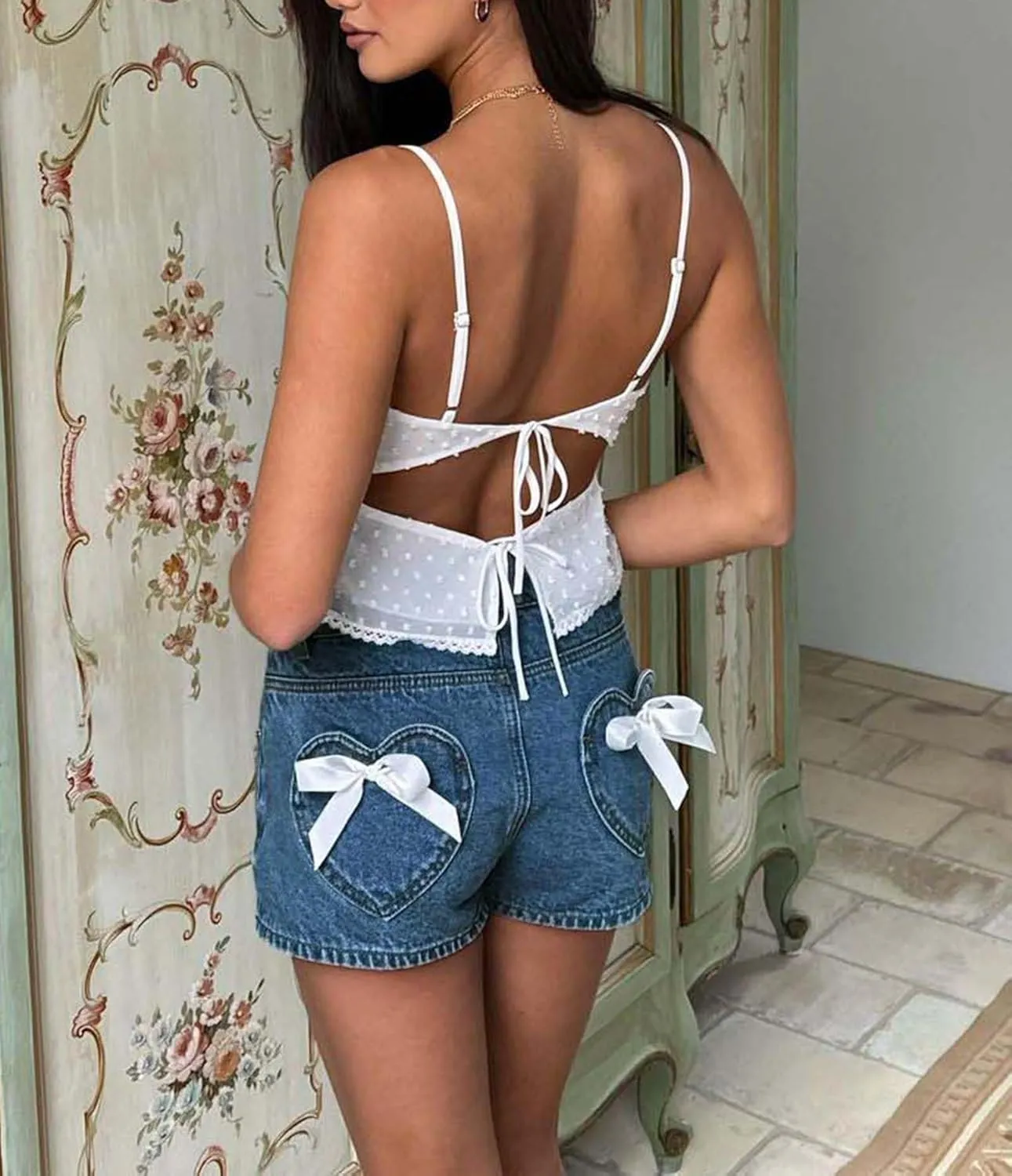 Mxiqqpltky Star Patchwork Denim Shorts Women Mid Waist Bodycon Raw Hem Grunge Harajuku Stretchy Jean Shorts Y2k Streetwear