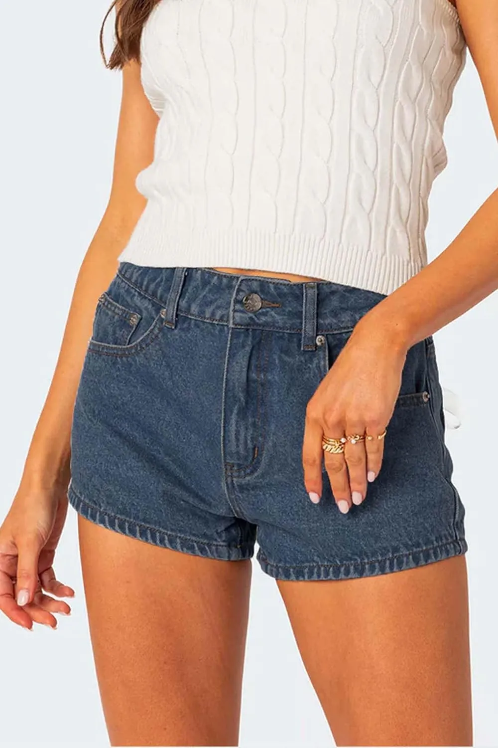 Mxiqqpltky Star Patchwork Denim Shorts Women Mid Waist Bodycon Raw Hem Grunge Harajuku Stretchy Jean Shorts Y2k Streetwear