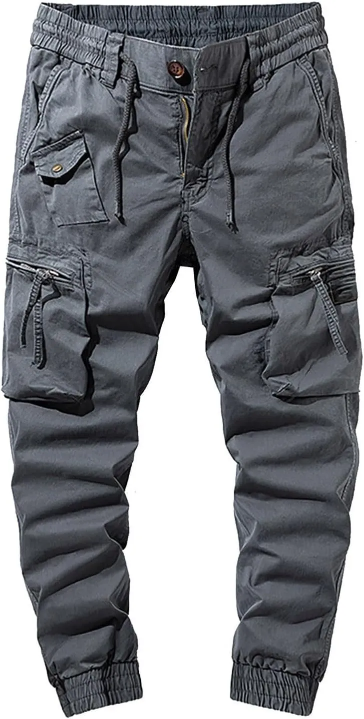 Outdoor Military Work Cargo Pants for Men Cotton Tactical Ripstop Trousers Casual Elastic Waistband Jogger Sweatpants