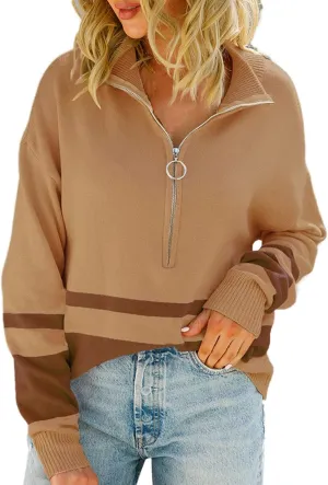 Oversized Sweaters for Women Fall 2023 Turtleneck Sweater Ribbed Knit Sweater Slim Fit Basic Casual Tee Tops (Khaki, M)
